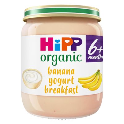 HiPP Organic Banana Yogurt Breakfast Baby Food Jar 6+ Months 125g (Pack of 6)