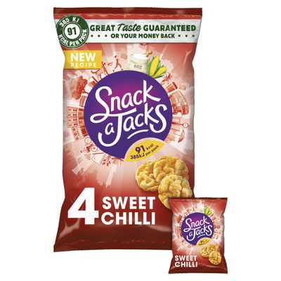 Snack a Jacks Sweet Chilli Multipack Rice Cake Snacks, Pack of 8 (4 x 22 g )