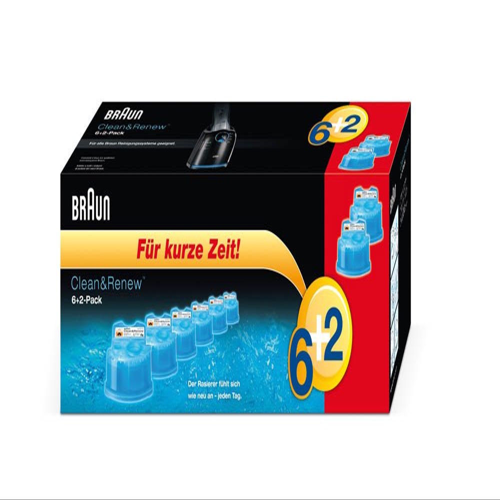 Braun Clean & Renew Cleaning Cartridge 6 + 2 (Pack of 8) (Limited Edition)