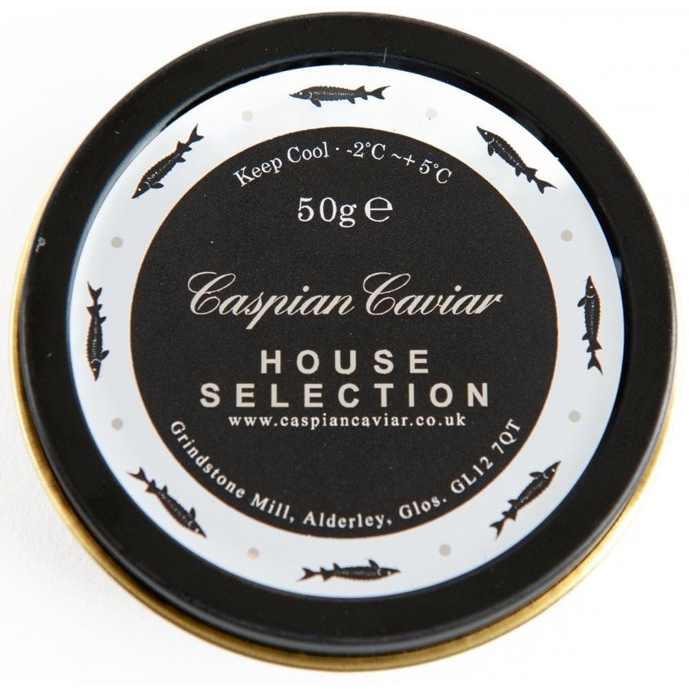 Caspian Caviar House Selection 50g | Premium Siberian Baerii Sturgeon | Rich, Nutty Flavour with Dark Eggs | Malossol Lightly Salted | Specially Selected by Caspian Caviar