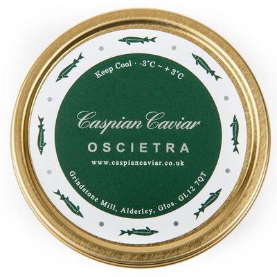 Caspian Caviar Oscietra Caviar 50g | Premium Malossol Golden Brown Pearls | Rich Buttery & Nutty Flavour | Perfect for Food Lovers & Gourmets | Responsibly Farmed in Italy