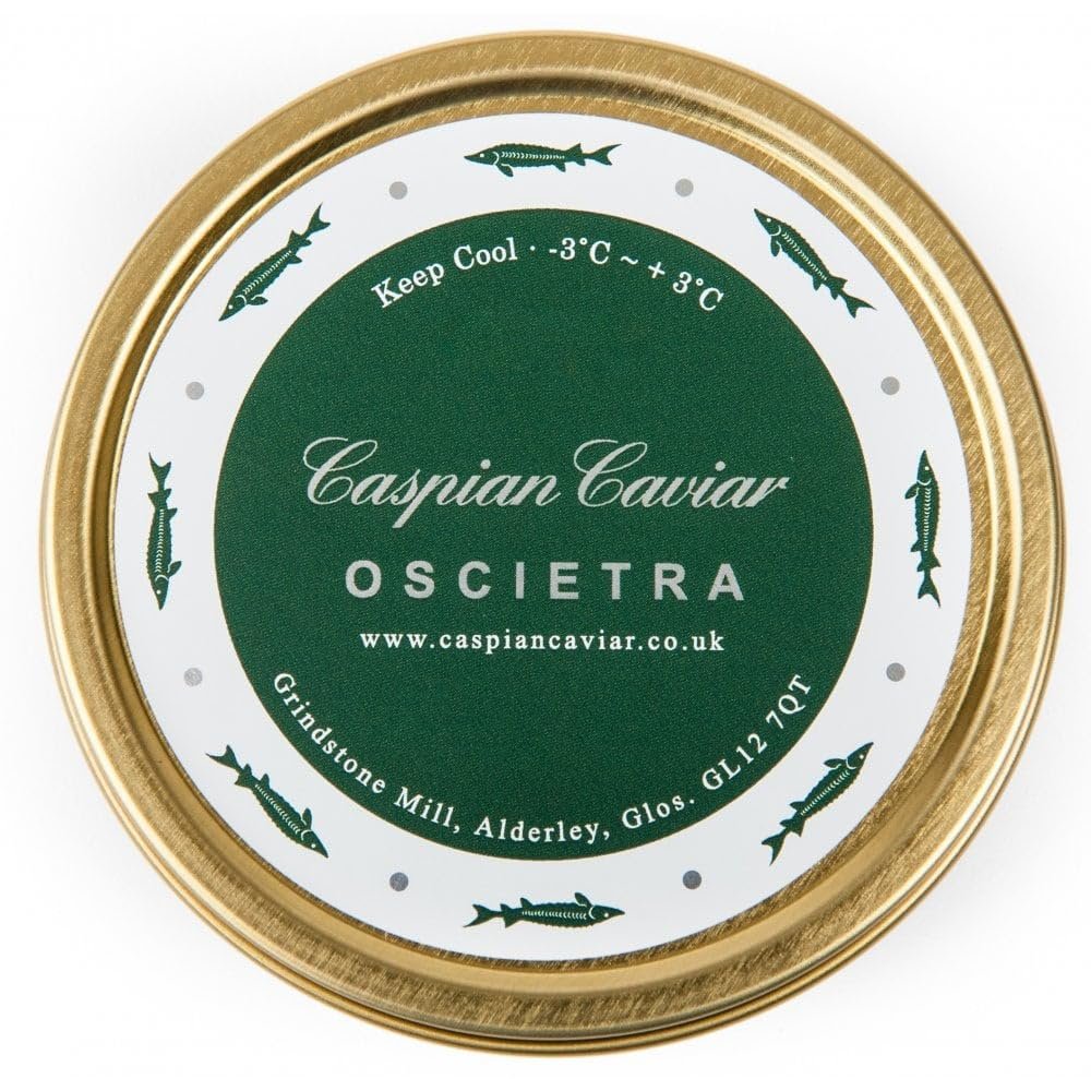 Caspian Caviar Oscietra Caviar 50g | Premium Malossol Golden Brown Pearls | Rich Buttery & Nutty Flavour | Perfect for Food Lovers & Gourmets | Responsibly Farmed in Italy