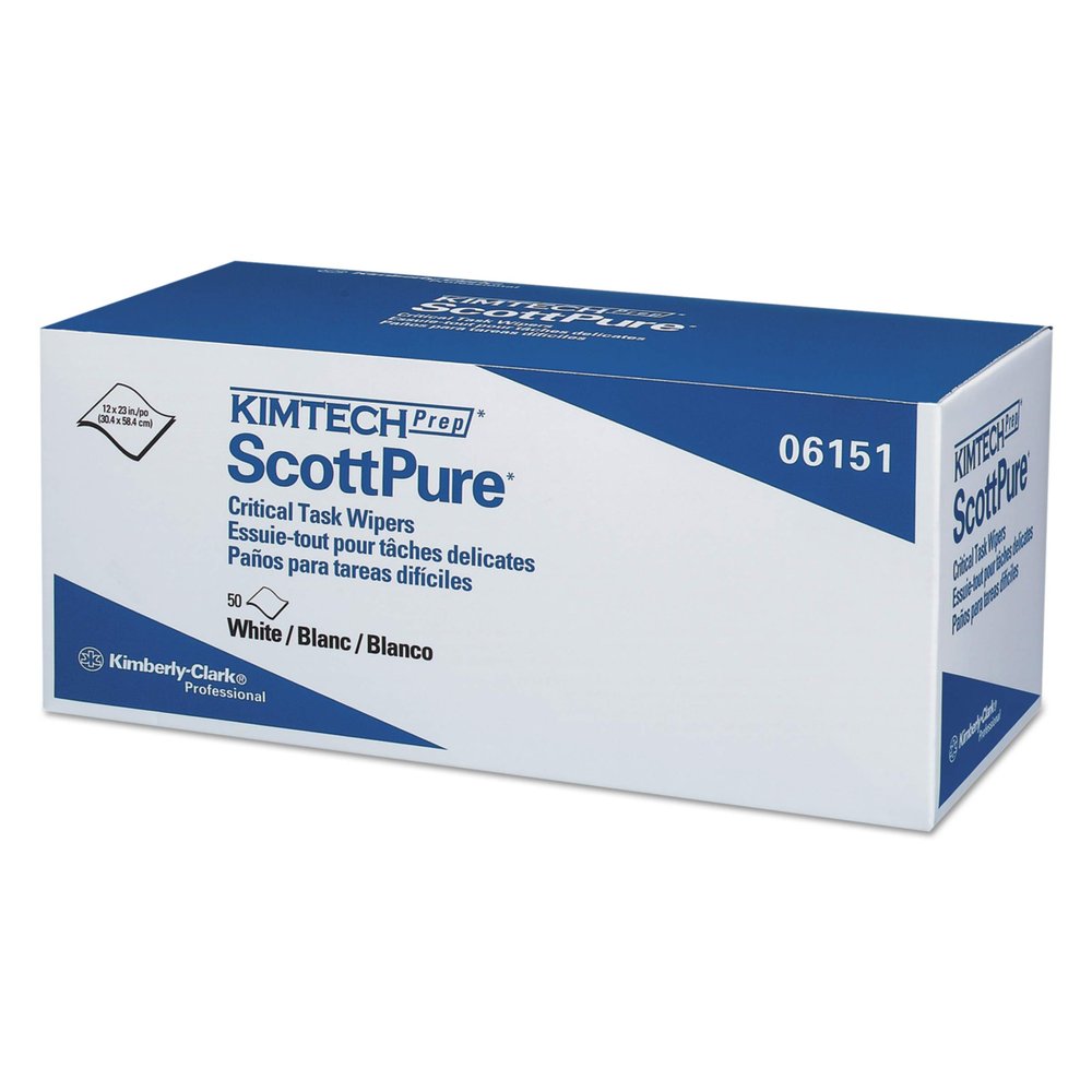 Kimtech 06151 SCOTTPURE Critical Task Wipers, 12w x 23l, White, 50 Per Box (Case of 8 Boxes)