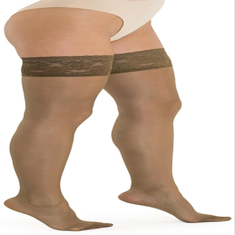 Marilyn 30 Sheer Compression Support Hold Up Stockings Nero 3-ML
