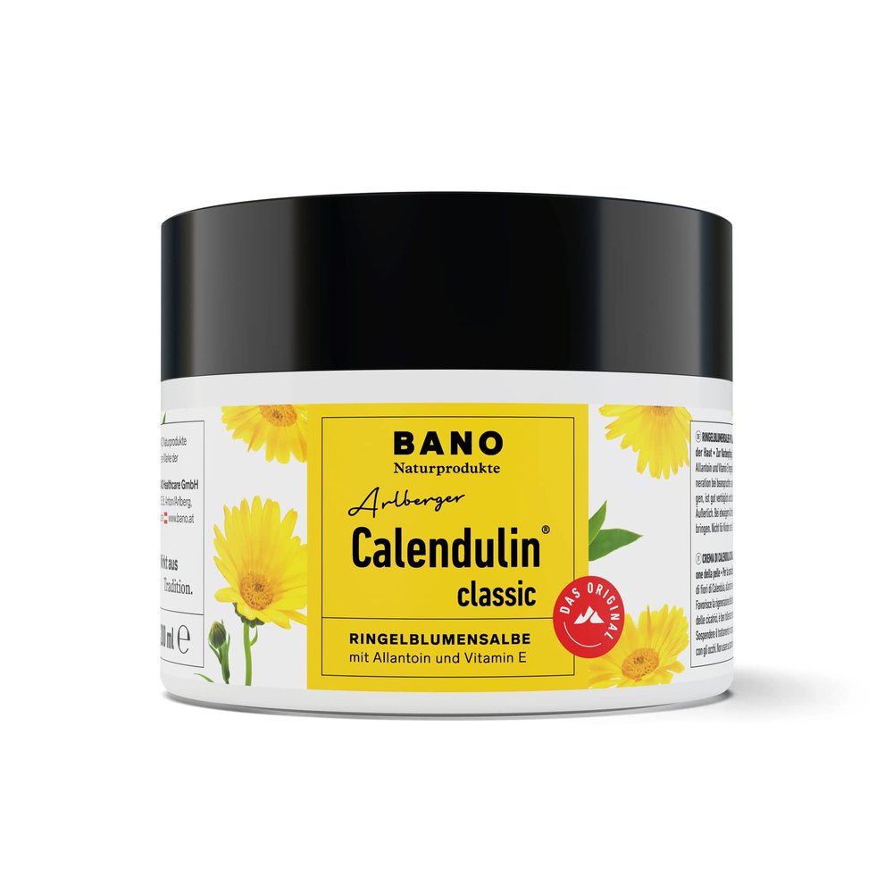 BANO Arlberger Calendulin Calendula Ointment I for Dry Skin I Supports Wound Healing I Suitable as Scar Cream I with Vitamin E I 200 ml tin