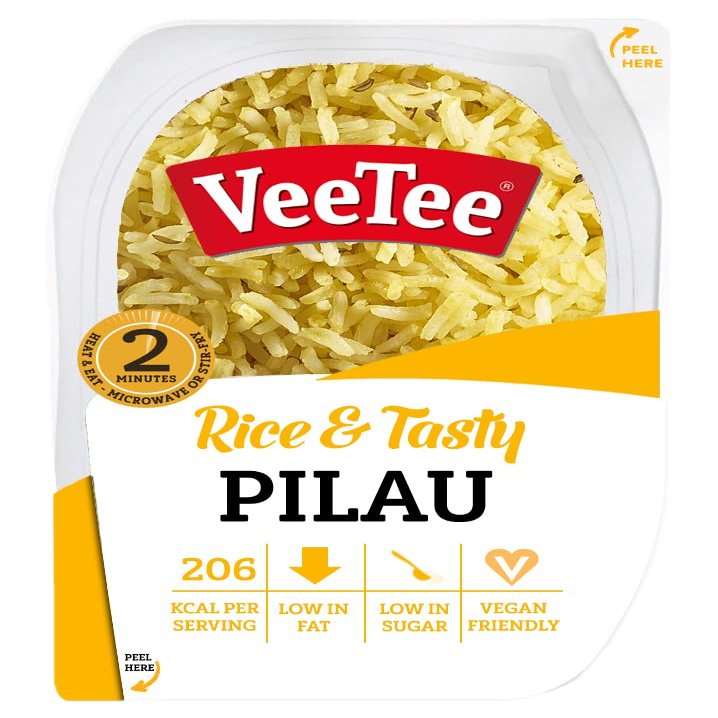 VEETEE Microwavable Pilau Rice, Quick Cook Cupboard Food, Low Sodium, Wheat-Free, No Artificial Colours, Flavours or Preservatives, 280g (Pack of 6)