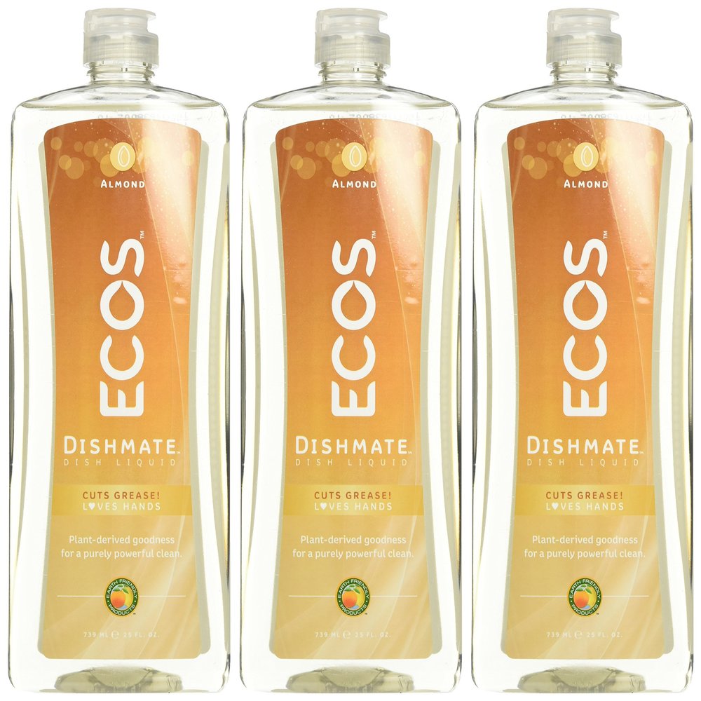 Earth Friendly Products Dishmate Washing Up Almond Liquid 750 ml (Pack of 3)