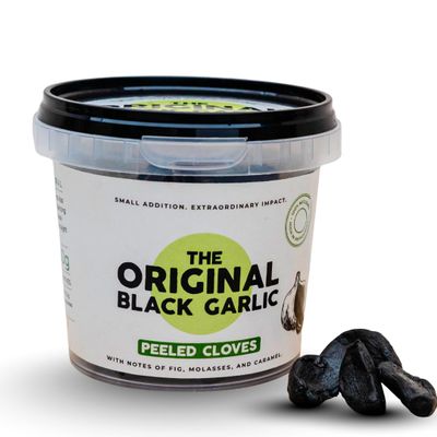 The Original Black Garlic Peeled Cloves  Sweet & Savoury Gourmet Black Garlic, Aged to Perfection, Ready-to-Eat, 100% Natural & Vegan (150 g (Pack of 1))