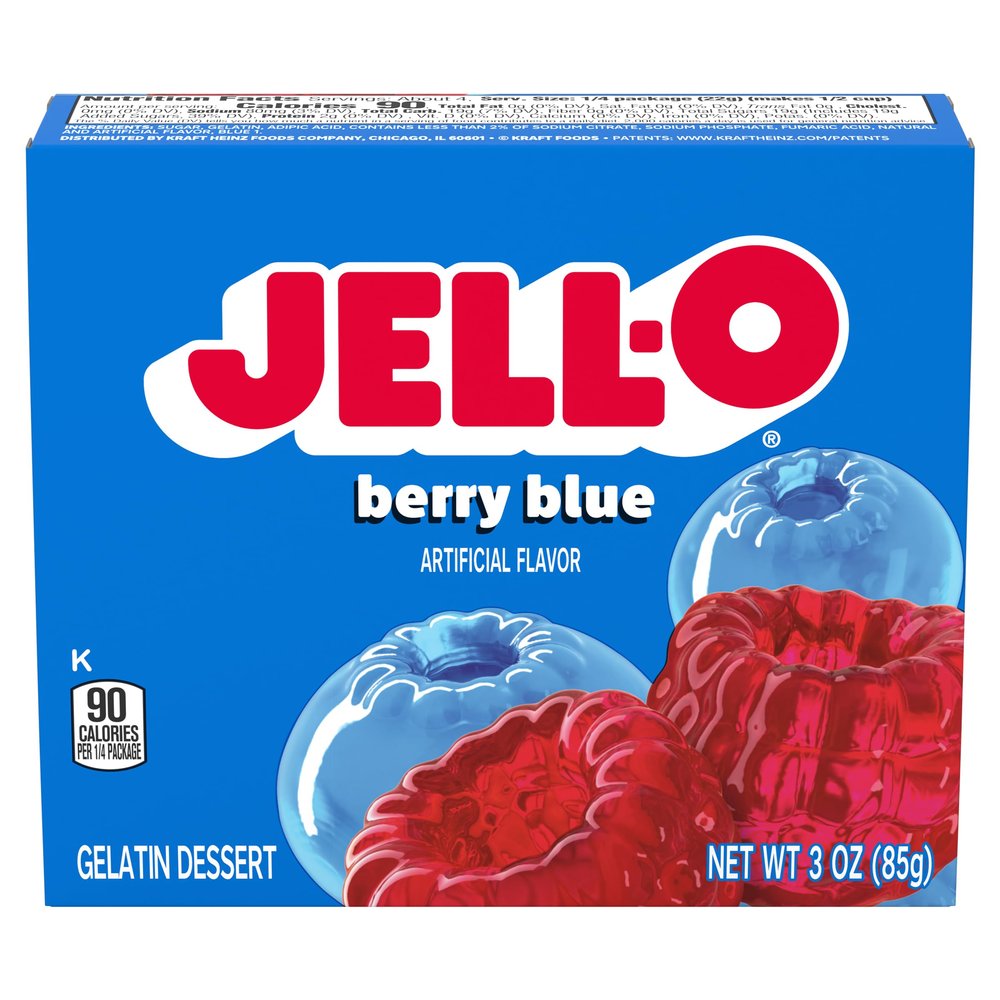 Jello Berry Blue Gelatin Dessert Jell-O 3oz 85g American Jelly Jello