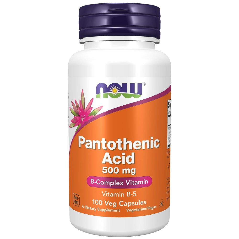 Now Foods, Pantothenic Acid, 500mg, 100 Vegan Capsules, Lab-Tested, Vitamin B5, High Dose, Gluten Free, SOYA Free, Vegetarian