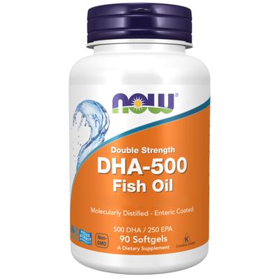 Now Foods, Double Strength DHA-500, Omega-3 from Fatty Acids, High Dose, 90 Softgels, Soy Free, Gluten Free, Non-GMO