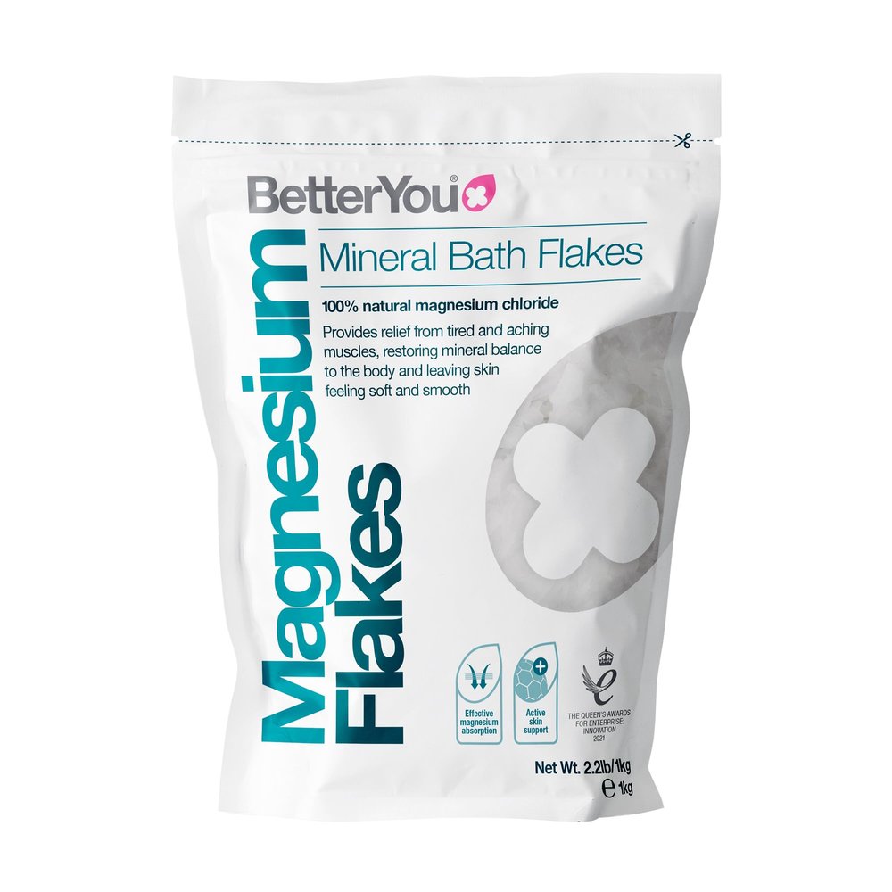 BetterYou Magnesium Original Bath Flakes, Natural Source of Zechstein Magnesium, Mineral Bath Flakes, Cleansing Bath Salts, Vegan & Palm-Oil Free, 1kg