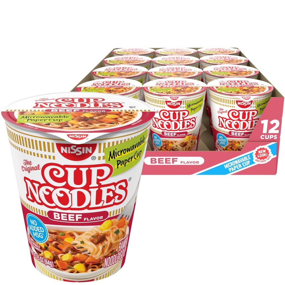 Nissin Cup O Noodles Beef 2.25-Ounce (Pack Of 12)