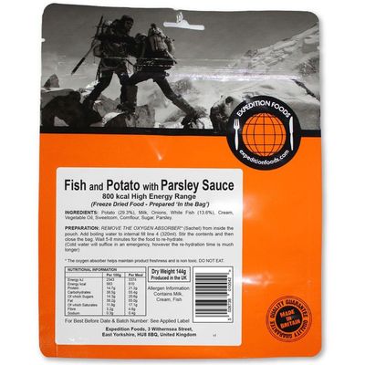 EXPEDITION FOODS Fish and Potato with Parsley Sauce (High Energy Serving / 800KCAL) | Freeze-Dried Camping & Hiking Food