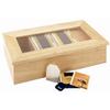 APS CB808 Tea Box, 4 Compartment, Light Wood With Plastic Window view 1