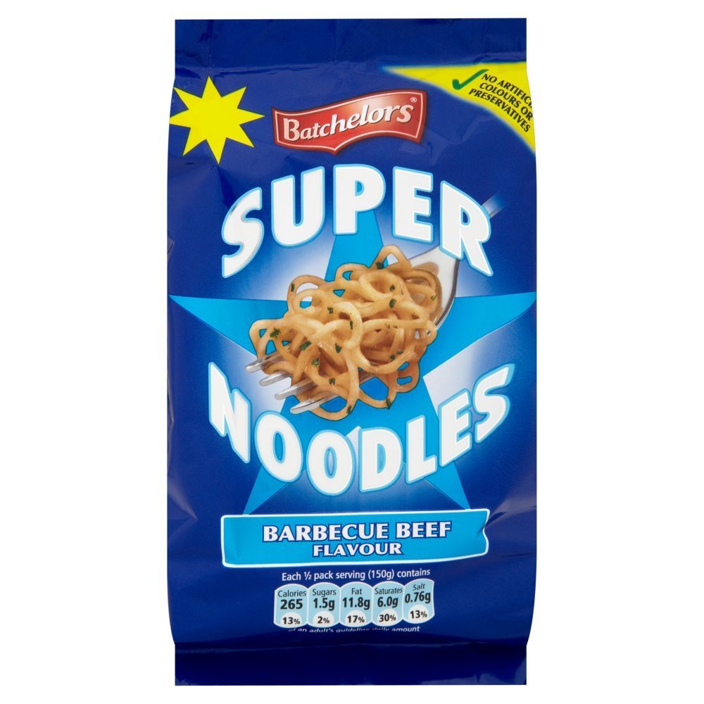 Batchelors Super Noodles BBQ Beef Flavour, Instant Snack Ready in 4 Minutes, 100 g (Pack of 24)