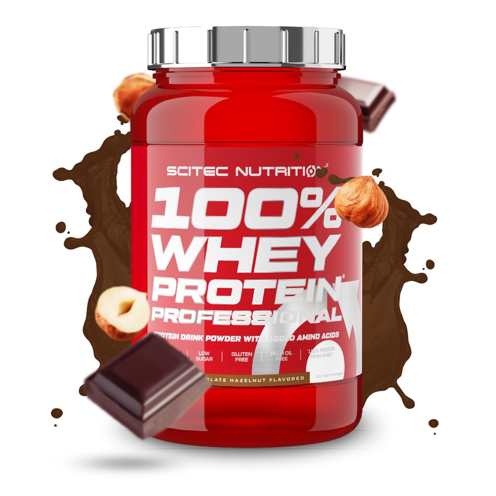Scitec Nutrition 100% Whey Protein Professional Enhanced with Extra Amino Acids & Digestive Enzymes Gluten-Free Palm Oil Free, 920 g, Chocolate-Hazelnut