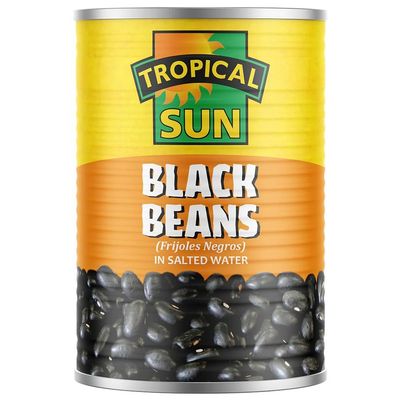 Tropical Sun Black Beans in Salted Water 400g (Pack of 12) | Finest Quality Black Canned Beans | Free from Artificial Colours & Flavours | Great in Soups, Salads & Stews