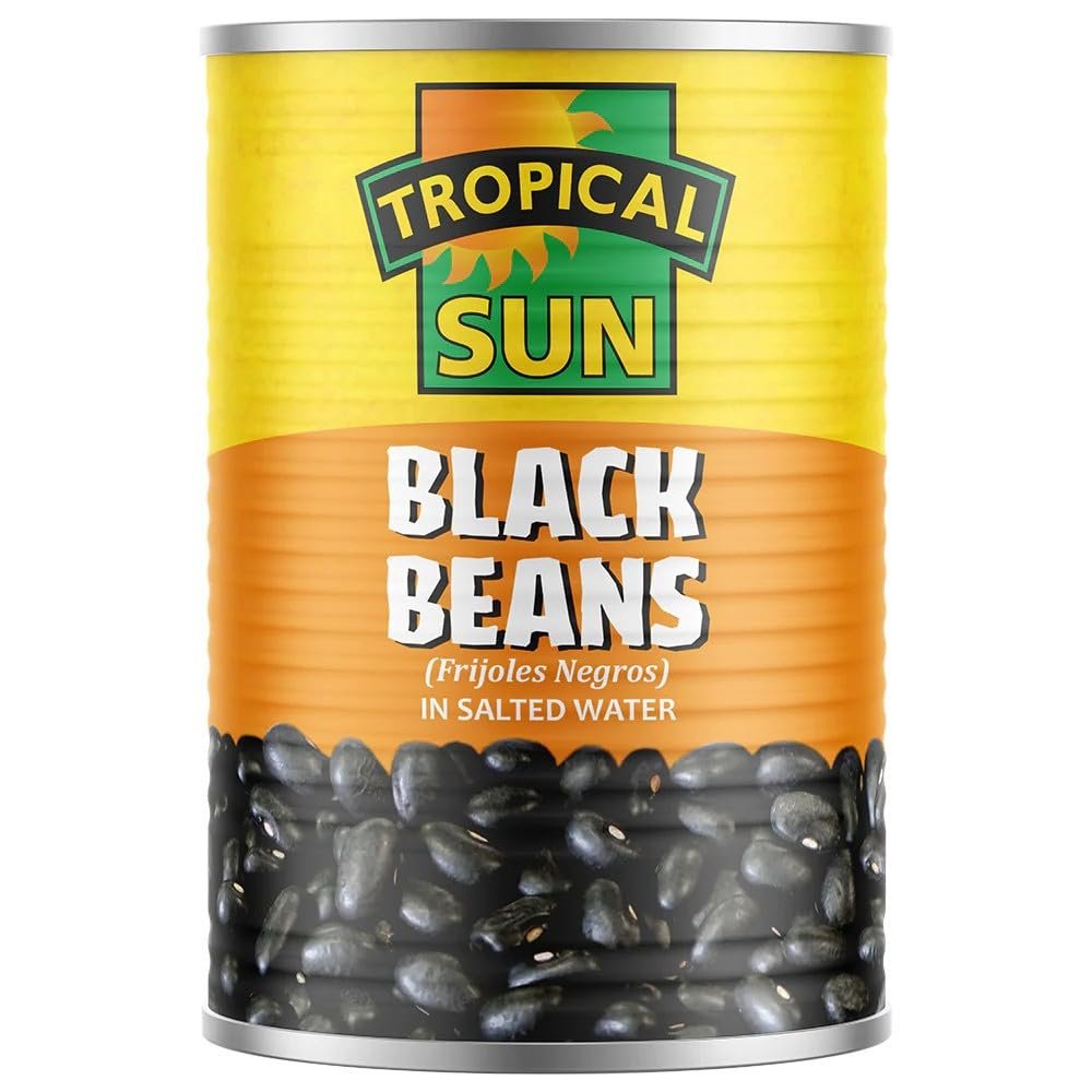 Tropical Sun Black Beans in Salted Water 400g (Pack of 12) | Finest Quality Black Canned Beans | Free from Artificial Colours & Flavours | Great in Soups, Salads & Stews