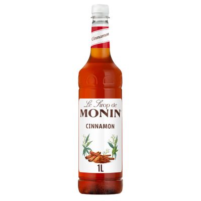 MONIN Premium Cinnamon Syrup 1L for Coffee and Cocktails. Vegan-Friendly, Allergen-Free, 100% Natural Flavours and Colourings