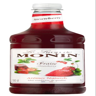 MONIN Premium Strawberry Syrup 1L for Cocktails and Mocktails. Vegan-Friendly, Allergen-Free, 100% Natural Flavours and Colourings