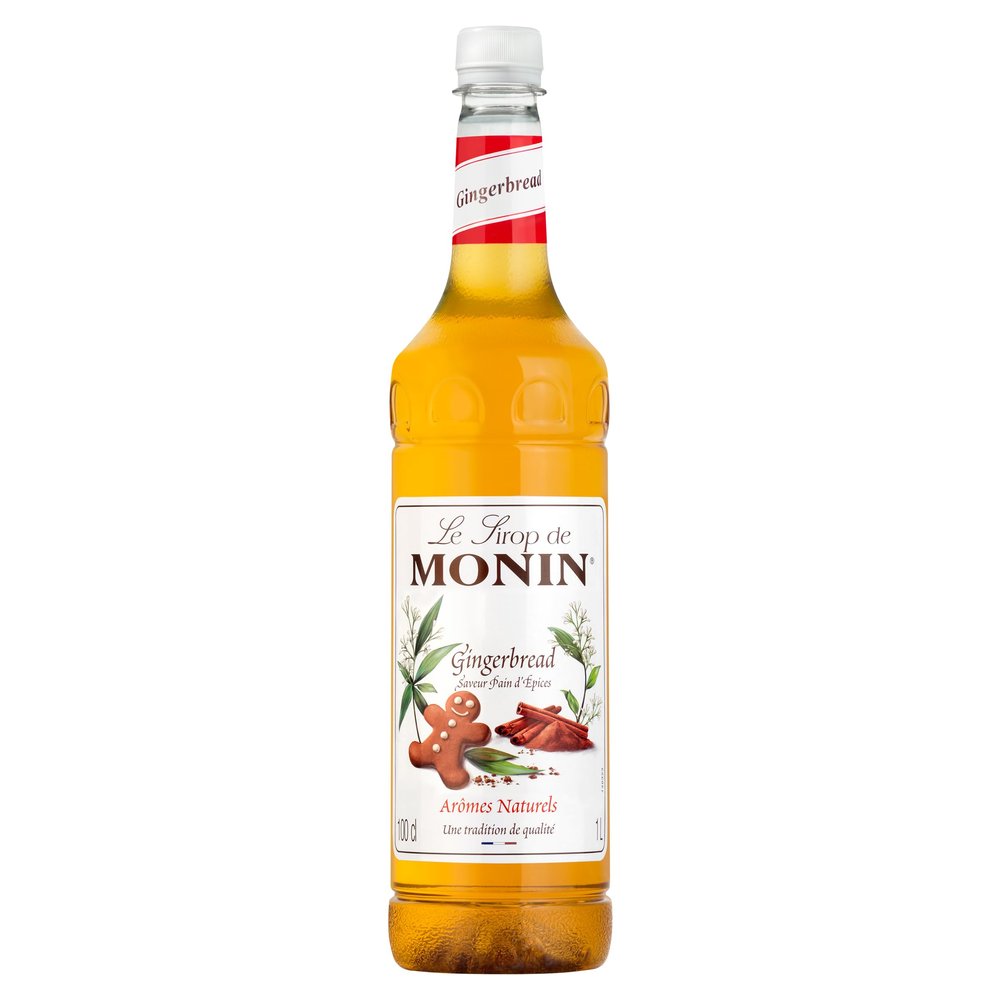 MONIN Premium Gingerbread Syrup 1L for Coffee and Cocktails. Vegan-Friendly, Allergen-Free, 100% Natural Flavours and Colourings