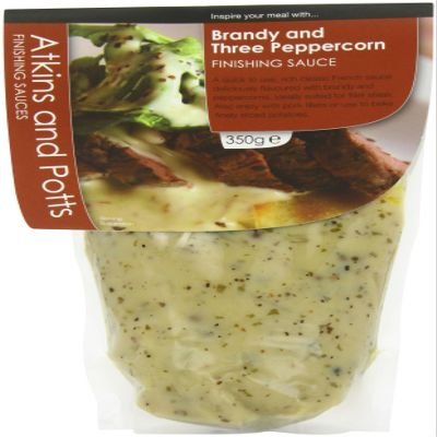 Atkins and Potts Brandy and Three Peppercorn Finishing Sauce 350 g (Pack of 6)