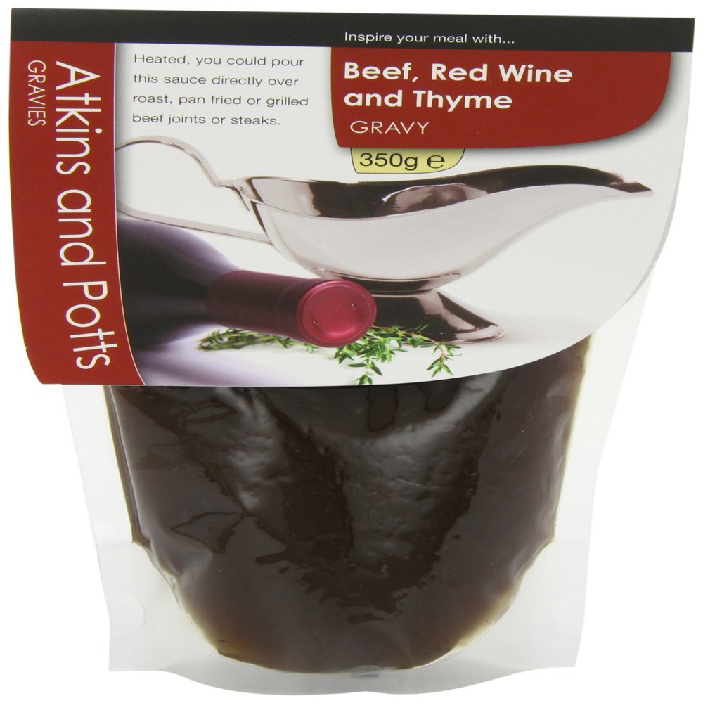 Atkins and Potts Beef Gravy with Red Wine and Thyme 350 g (Pack of 6)