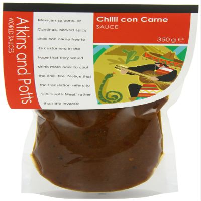 Atkins and Potts Chilli con Carne Sauce 350 g (Pack of 6)
