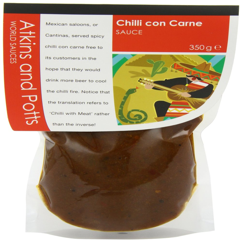 Atkins and Potts Chilli con Carne Sauce 350 g (Pack of 6)