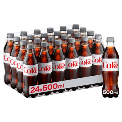 Diet Coke Soft Drink Bottles, 24 x 500 mL