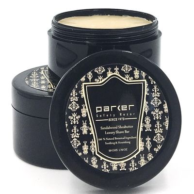 Parker Safety Razor Twin Pack - Premium Sandalwood & Shea Butter Shaving Soaps In Watertight Container - 1.76 Oz (50 Gm) Each