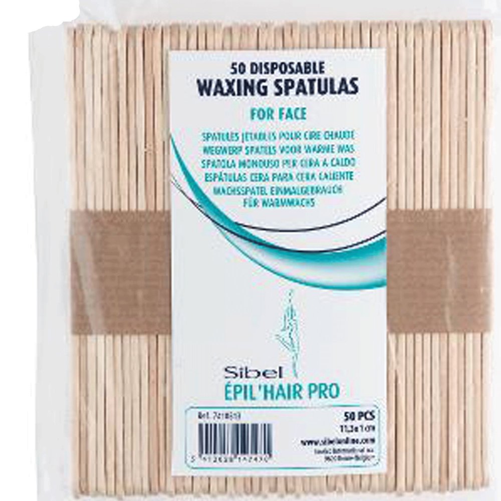 Sibel Wax Spatulas, 50 Count - Easy Facial Hair Removal for Women and Men