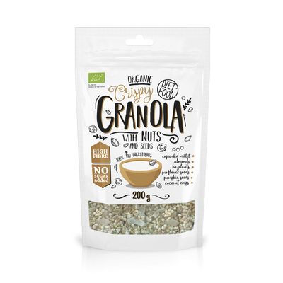 Diet-Food Organic Granola with Nuts Protein Snack Granola Natural Ingredients 200 g Nuts
