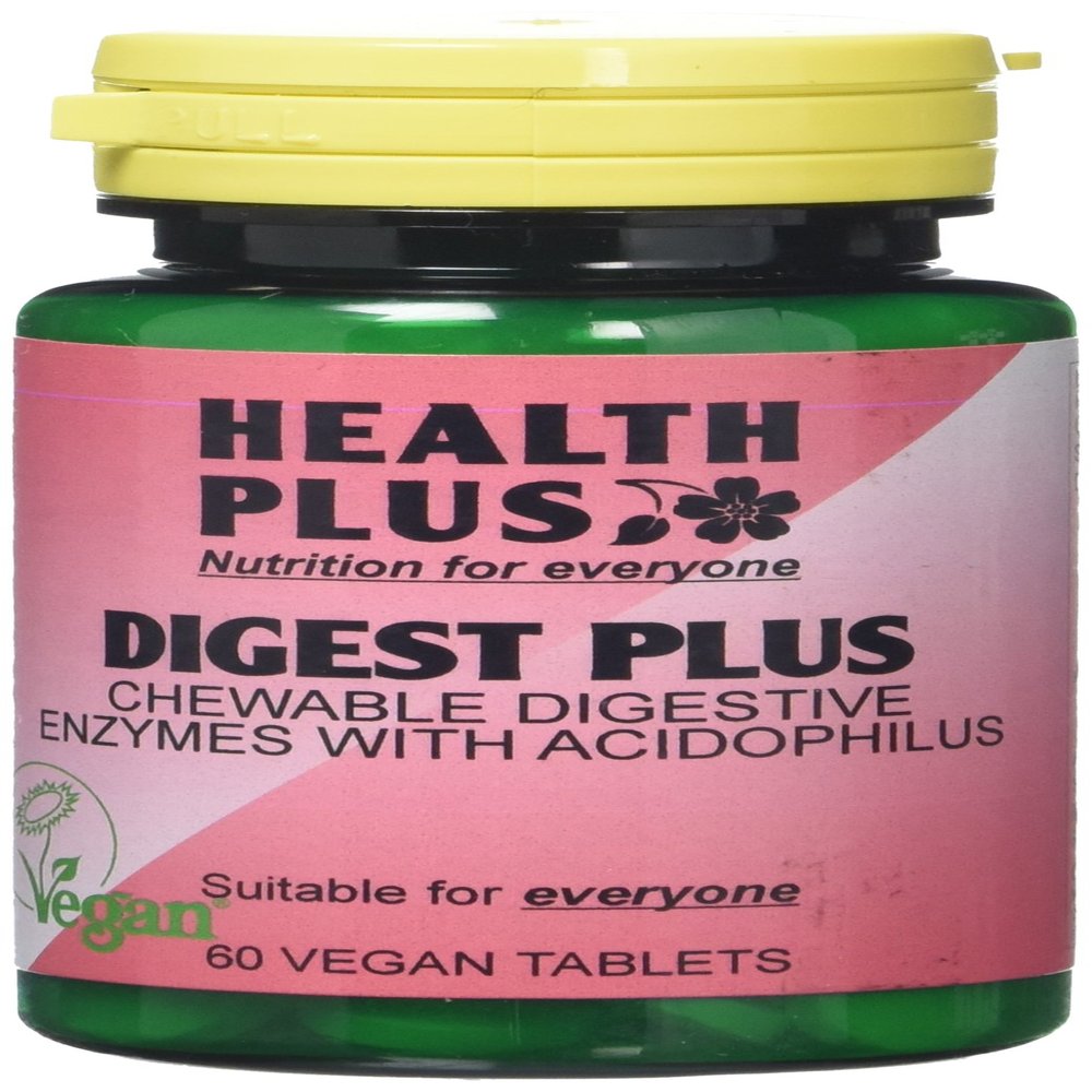 Health Plus Digest Plus : Digestive Enzyme Supplement : 60 Chewable Tablets, in a planet-friendly 99% recycled pot
