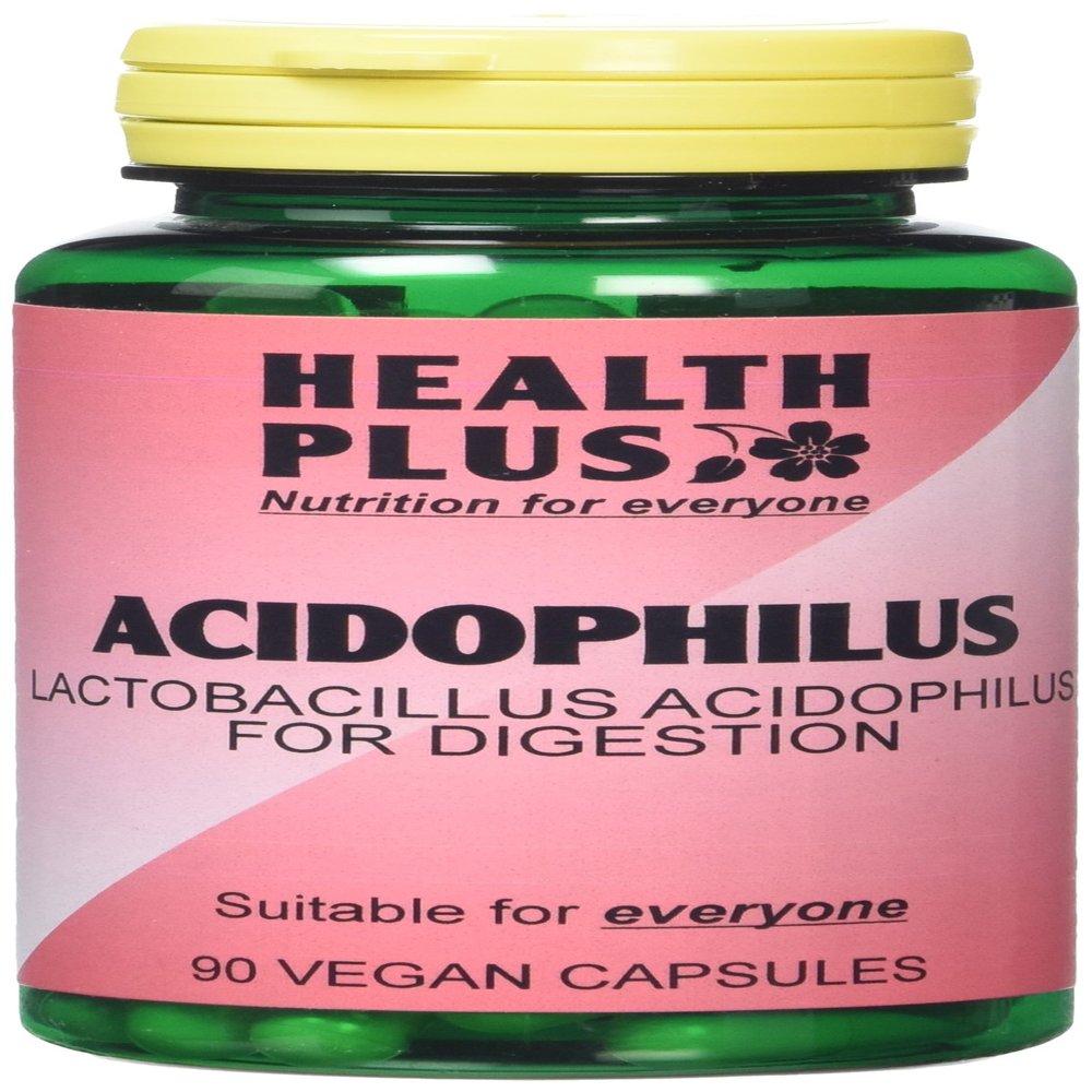 Health Plus Acidophilus Probiotic : Digestive Health Supplement : 90 Gelatin Free Capsules, in planet friendly 99% recycled pot