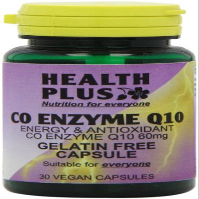 Health Plus Co Enzyme Q10 60mg Energy and Antioxidant Supplement - 30 Gelatin Free Capsules