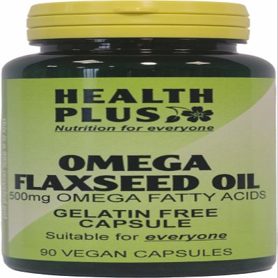 Health Plus Omega Flaxseed Oil 500mg : Omega-3, Omega-6 & Omega-9 Women's Health Supplement - 90 Gelatin Free Capsules, in a planet-friendly 99% recycled pot
