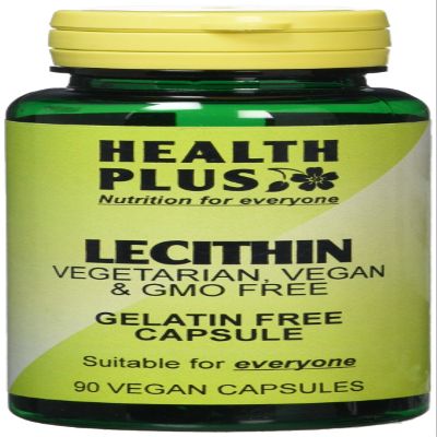 Health Plus Lecithin 550mg : Memory Plant Supplement : 90 Gelatin Free Capsules, in a planet-friendly 99% recycled pot