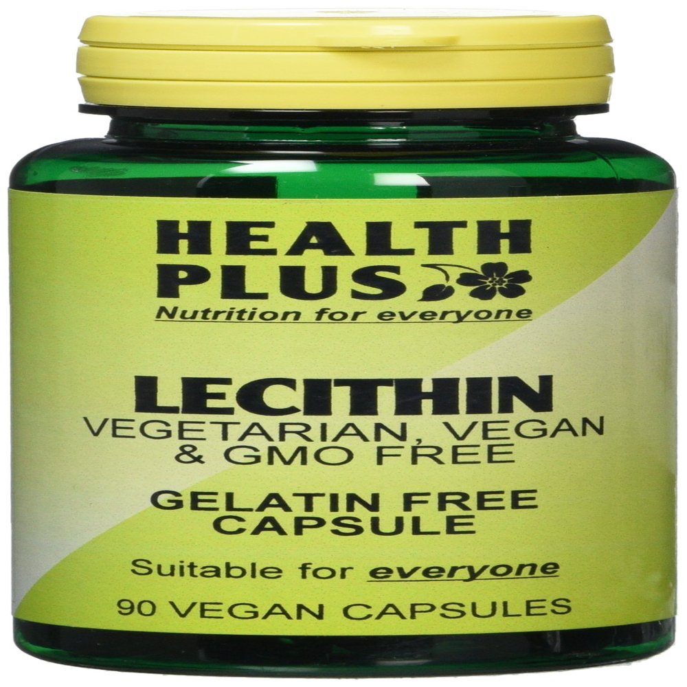 Health Plus Lecithin 550mg : Memory Plant Supplement : 90 Gelatin Free Capsules, in a planet-friendly 99% recycled pot