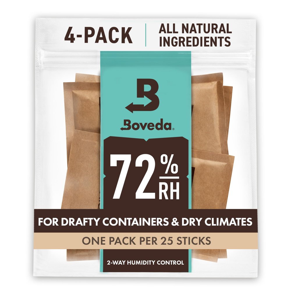 Boveda 72% Two-Way Humidity Control Packs For Wood Containers  Size 60  4 Pack  Moisture Absorbers  Humidifier Packs  Hydration Packets in Resealable Bag