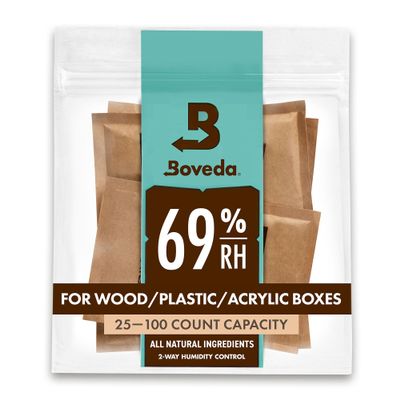 Boveda 69% Two-Way Humidity Control Packs For Plastic, Wood Containers, & Zip Lock Bags Size 60 4 Pack Moisture Absorbers Humidifier Packs Hydration Packets in Resealable Bag