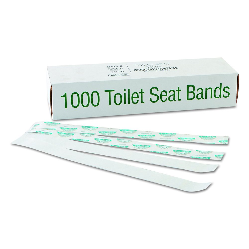 Bagcraft 300591 Sani/Shield Printed Toilet Seat Band, Paper, Blue/White, 16" Wide x 1-1/2" Deep (Case of 1000)