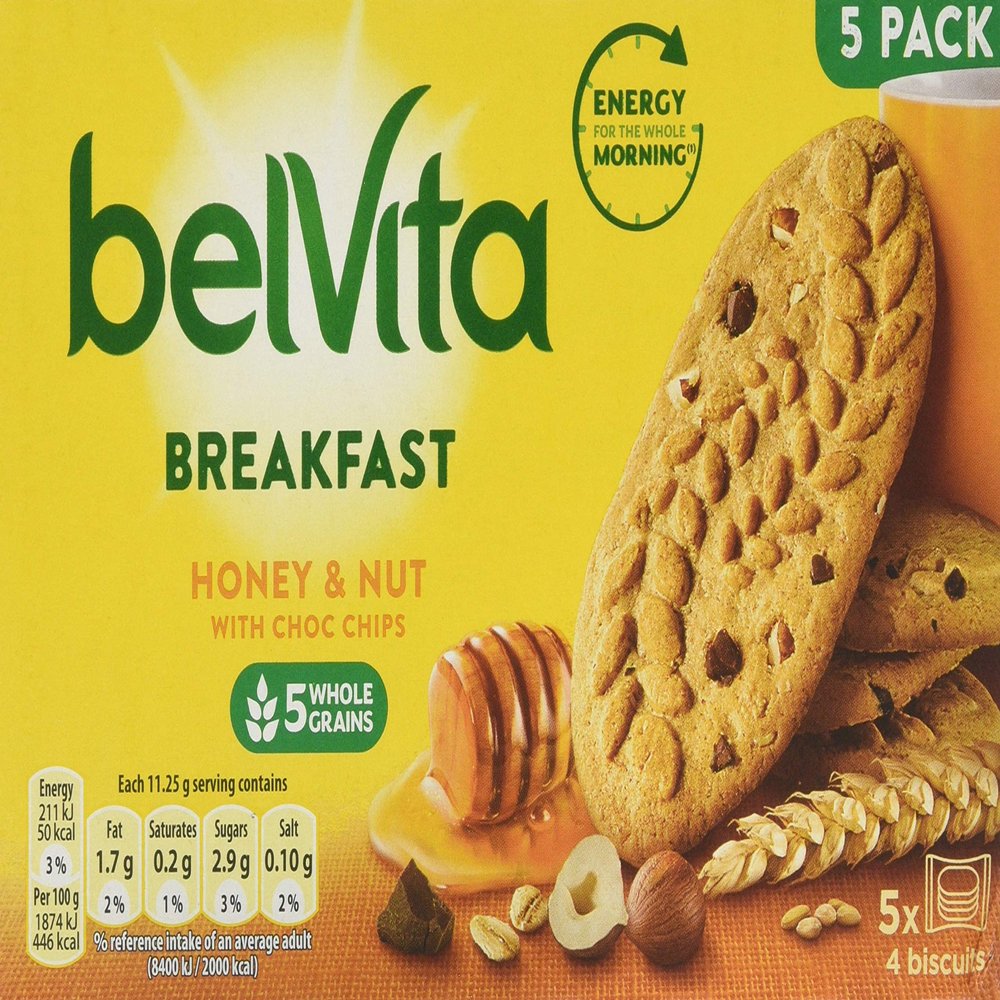 Belvita Breakfast Honey Nuts 5x4 Biscuits, 255 g (Pack of 10)