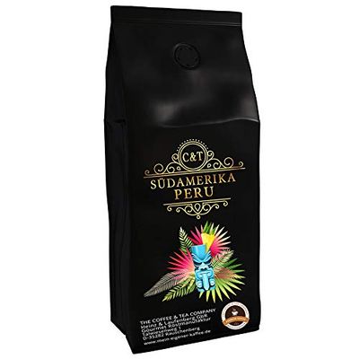 C&T Coffee Speciality from South America - Peru - Medium Roast Whole Beans - Low Acidity - Healthy, Gentle and Freshly Roasted - Suitable for Drip, French Press, Espresso - 500g (1 Unit)
