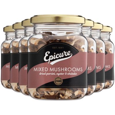 Epicure Mixed Mushrooms, Dried Porcini, Oyster & Shiitake, 25 g (Pack of 6)