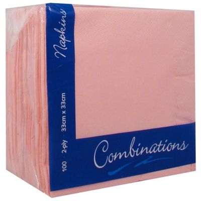 100 x 2ply Rose Pink Paper Napkins Serviettes 33cm