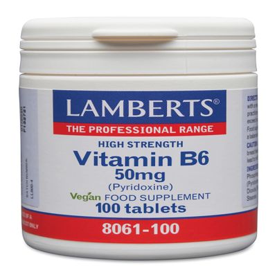 Lamberts Vitamin B6 50mg  High Strength Pyridoxine  100 Vegan Tablets