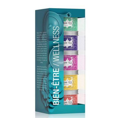 Kusmi Tea - Giftset of 5 mini-tins Les Bien-tre - Flvoured Tea and Infusion Assortment - Detox, BB Detox, Boost, Sweet Love and Infusion Be Cool - 5 mini-tins of 25g