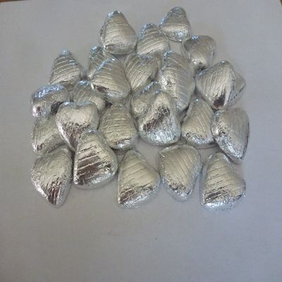 Silver Foil Covered Chocolate Hearts x 100